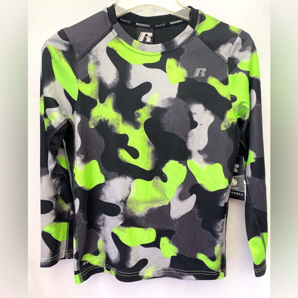 2 Russell Athletic Reflective Dri-Power 360 Longsleeve Shirts. Boys Size L